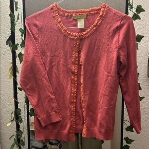 Sigred Olsen Coral Cardigan with Ruffle Trim
